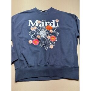 Mardi Mercredi Navy Blue Floral Graphic Sweatshirt MM-01-CT100-0X Seoul Korea